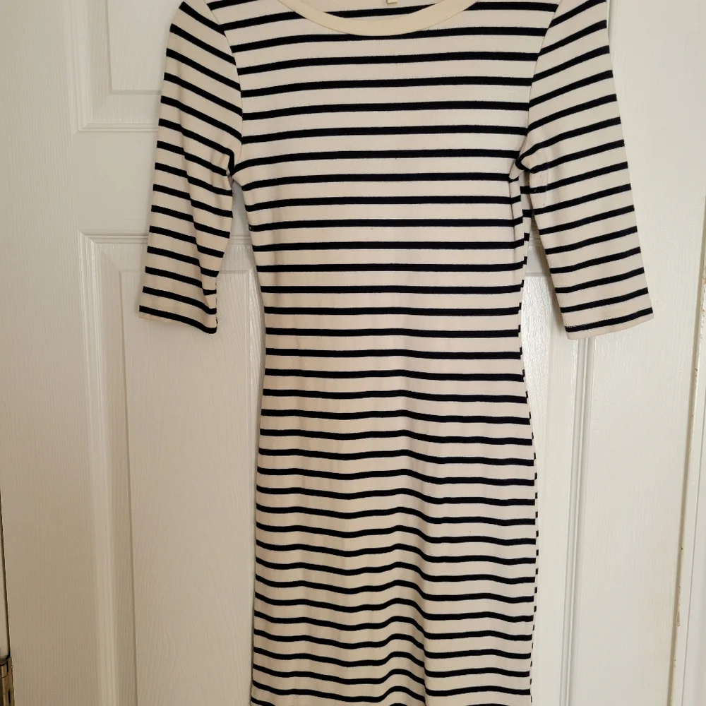 Monteau Size S striped bodycon midi dress - Picture 3 of 3